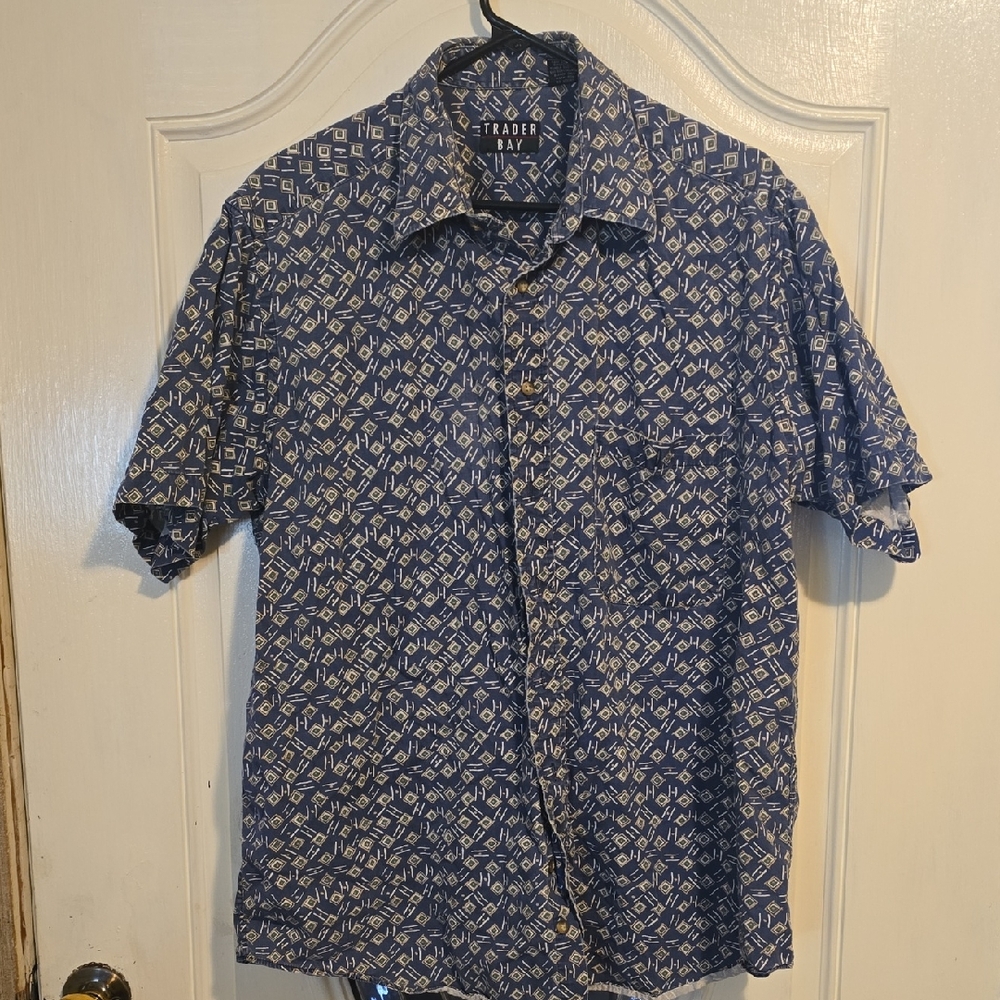 Trader Bay Navy Geometric Men's Shirt